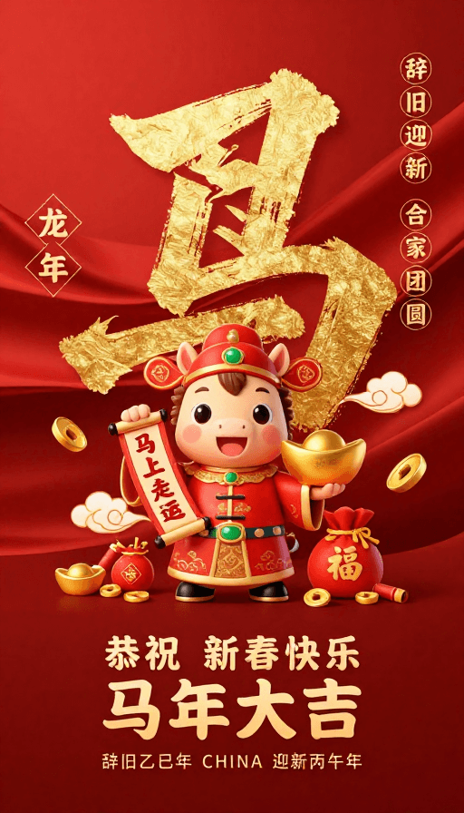 喜庆素材：新春大吉 马年贺岁 中国风喜庆海报