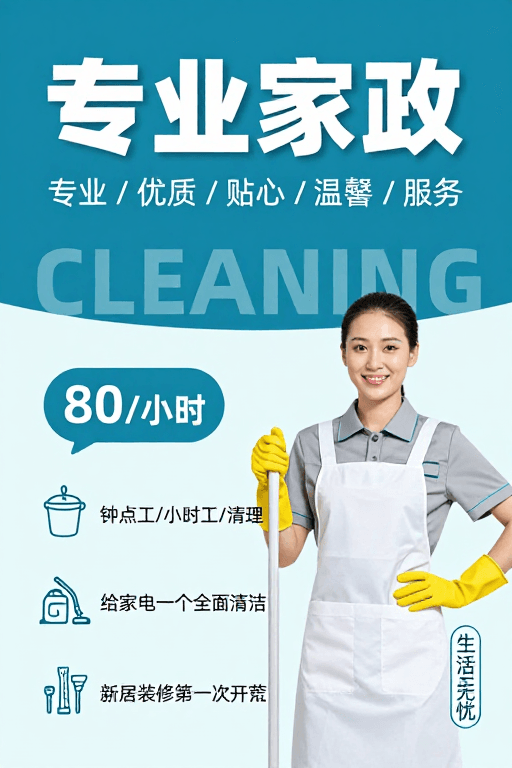 生活无忧素材：专业家政：清新服务，无忧生活
