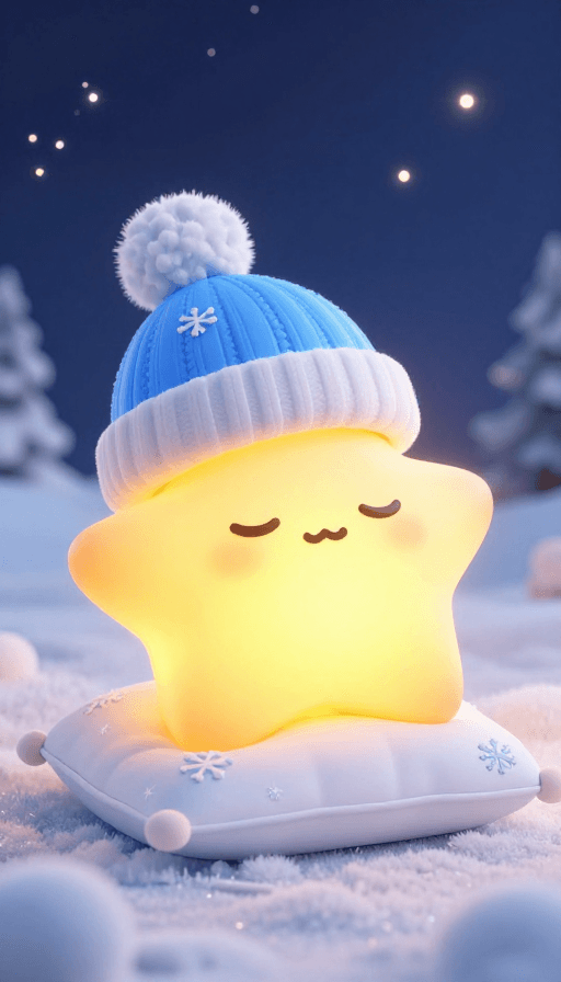 暖色调氛围素材：星空下的温暖：发光星星玩偶静卧梦境