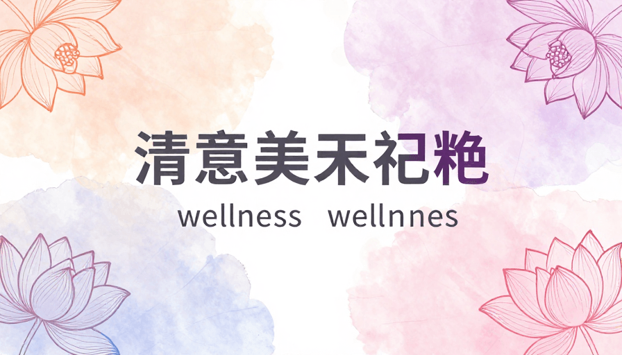 文艺设计素材：淡雅水彩晕染背景，莲纹点缀的梦幻图文设计