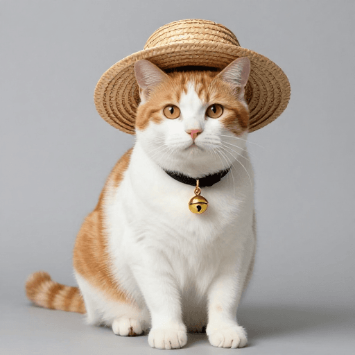 宠物广告素材：萌态橘猫戴草帽广告摄影 | 高清宠物品牌宣传图