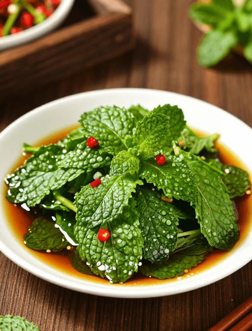 健康饮食素材：清凉夏日凉拌薄荷