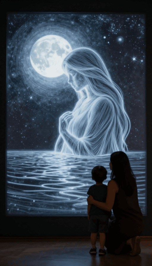 博物馆展品素材：母爱星河：灯光沙画中师生温情的宁静宇宙