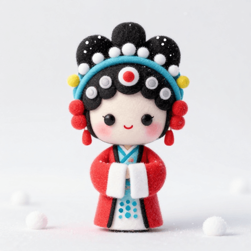 可爱风格素材：Q版毛毡贵妃雪景 极简色彩动漫风