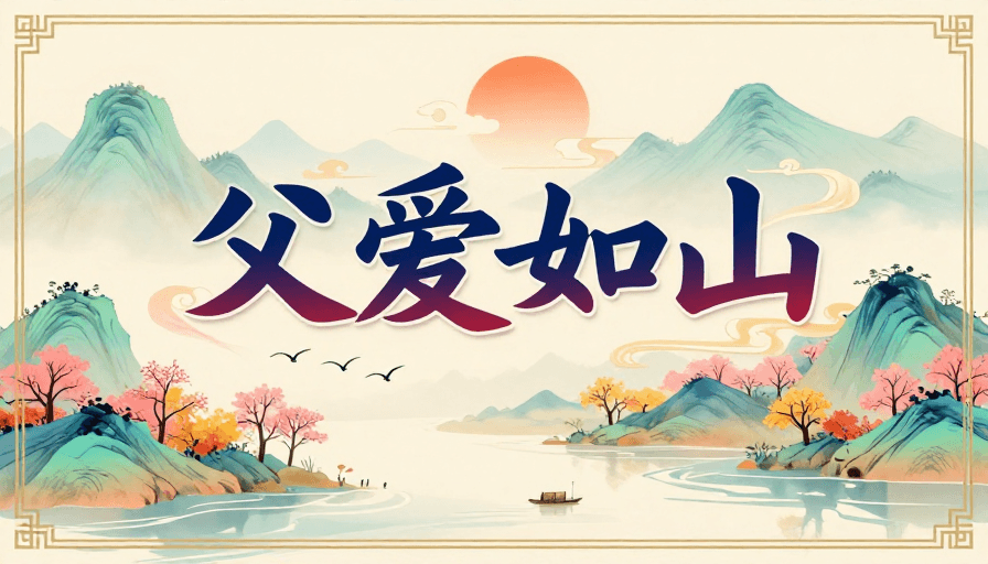 传统纹样素材：中国风父爱山海·温情水墨意境海报