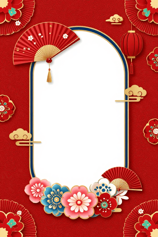 中式喜庆素材：中式喜庆留白背景设计图