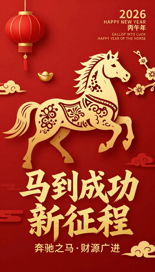 中国传统素材：金剪奔腾马·新春吉祥图