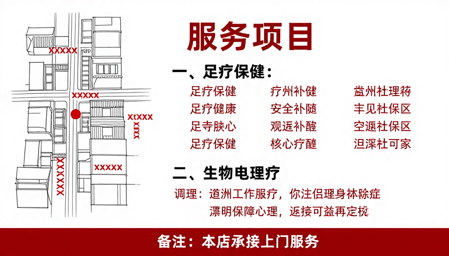 上门预约素材：中式健康服务海报：红黑简约专业服务展示