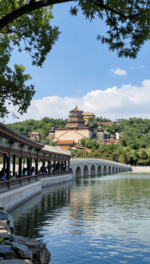 中国古典园林素材：颐和园皇家园林：建筑与自然完美融合的梦幻画卷