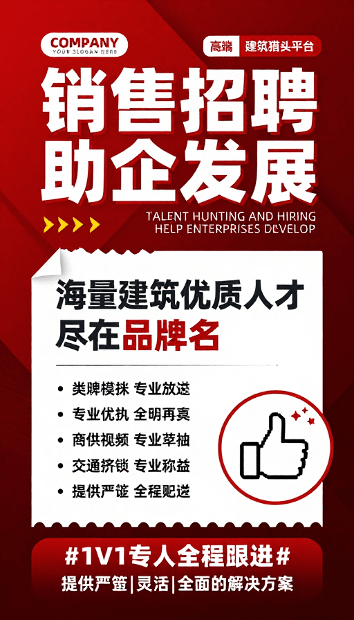 招聘宣传素材：现代商务风销售招聘宣传海报，助企发展