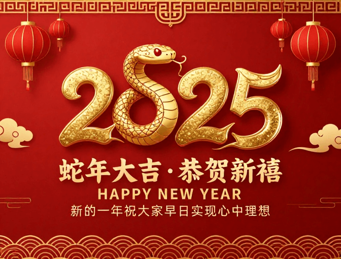吉祥图案素材：金蛇瑞彩 2025新年国潮海报：传统与吉祥的融合
