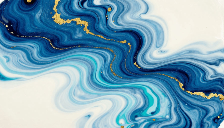 蓝色调背景素材：深蓝流体艺术：现代光泽质感背景
