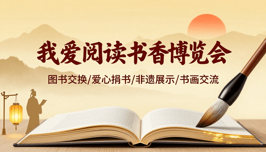 书香博览会素材：水墨书香：中国风阅读博览会诗意视觉