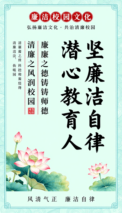 竖版构图素材：中国风廉政文化海报 校园廉洁育人