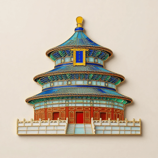掐丝珐琅工艺素材：极简北京建筑彩色玻璃掐丝珐琅艺术拼画