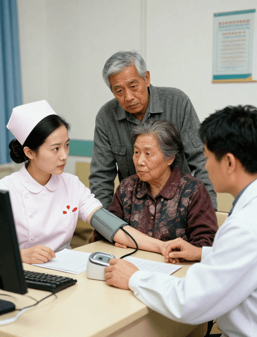 医疗场景素材：八十年代家庭就医实拍：爷爷担忧陪伴奶奶看诊