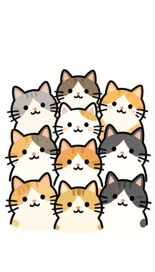 室内合影素材：萌趣猫咪之家：手绘扁平风绘本插图