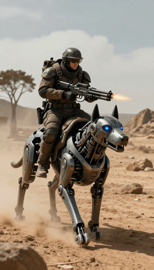 外骨骼装甲素材：未来战场机械犬士兵突袭