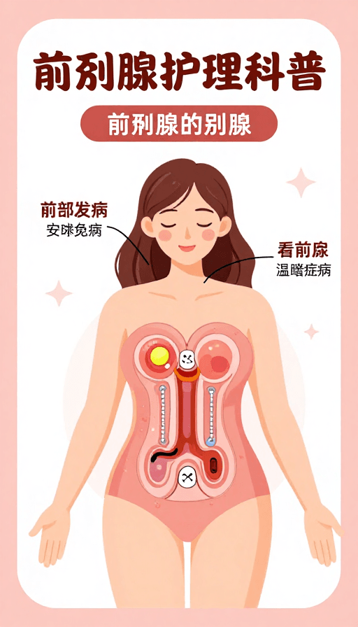 身体结构解析素材：关爱男性健康：前列腺护理科普插画
