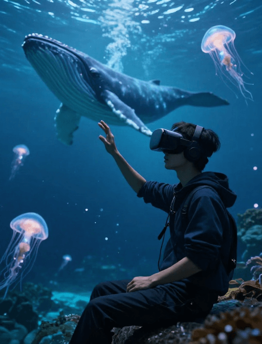 虚拟现实素材：超现实VR水下世界：沉浸式中国少年探索