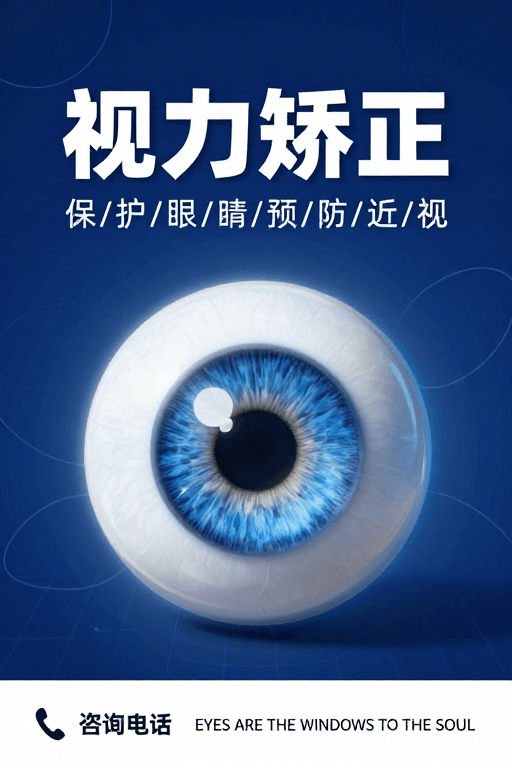 蓝白配色素材：科技风视力矫正专业宣传图