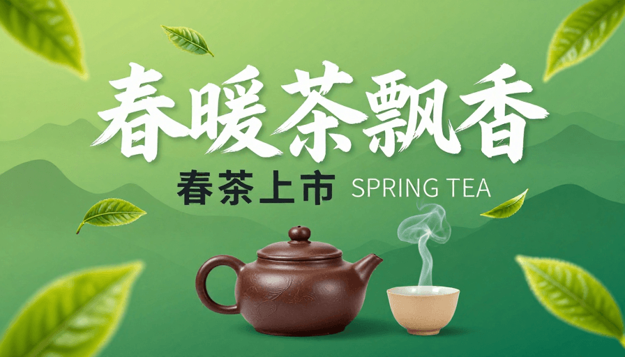 清新雅致素材：春意盎然，春茶飘香