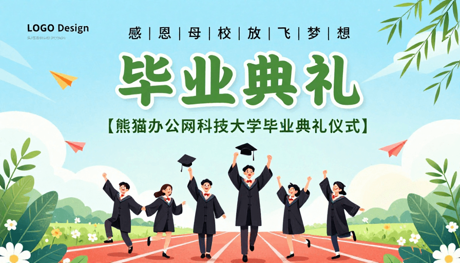 校园活动素材：清新活力毕业典礼海报，青春绽放的庆典瞬间