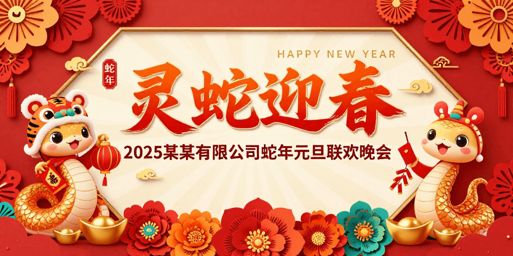 企业活动素材：灵蛇迎春：2025新年喜庆中国风海报设计