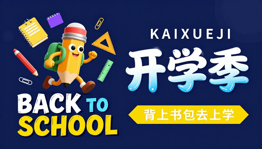 活力卡通素材：活力文具卡通铅笔 开学季海报设计
