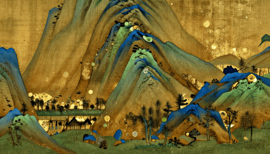 金箔岩彩素材：千年画卷：国风金箔岩彩的璀璨呈现