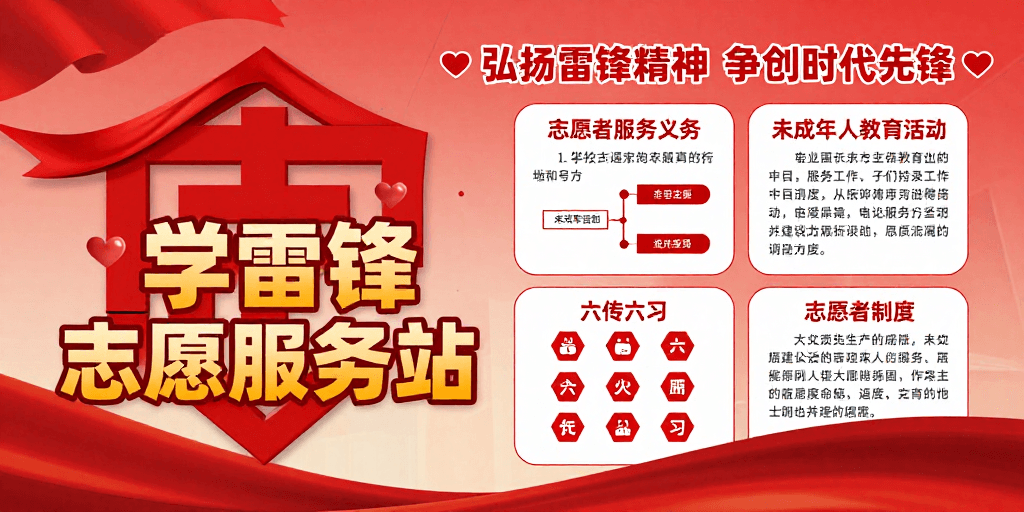 党建志愿服务素材：红心向党·雷锋志愿服务宣传海报
