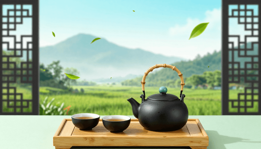 中式茶具素材：青竹茶具与田园风光：禅意茶生活美学