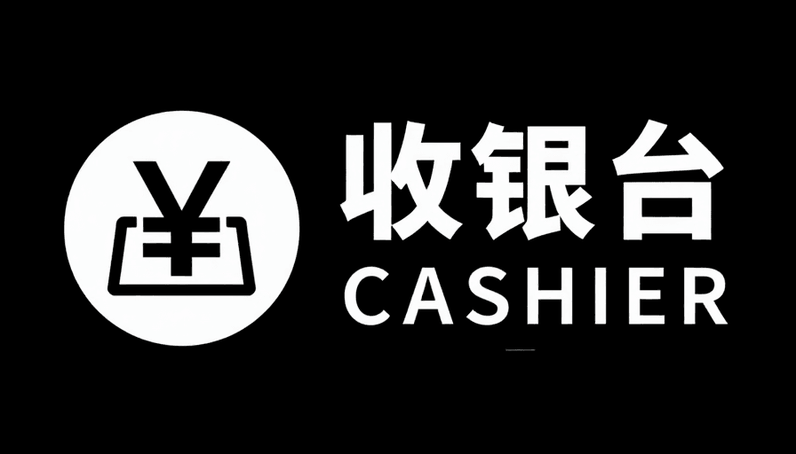 几何设计素材：极简现代收银台标识设计，黑白对比凸显专业感