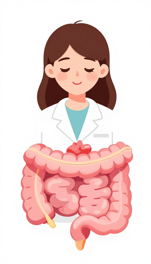 卡通风格素材：肠炎健康插画：关注肠胃安全