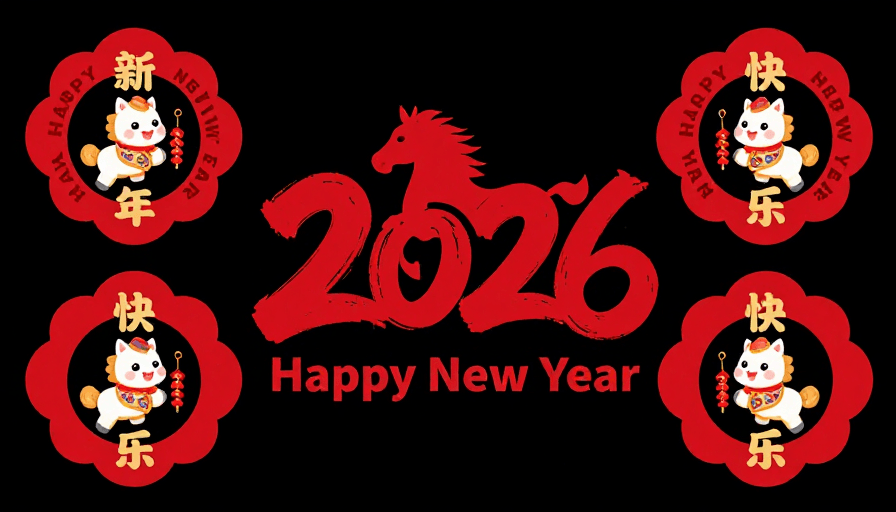 生肖马素材：现代国潮风2026新年插画：生肖马与吉祥徽章设计