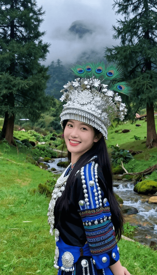 海报素材素材：孔雀公主高山秘境：高对比色彩民族风情