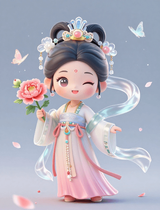 动态粒子素材：丝绸贵妃游春：OC手绘的灵动春日画卷