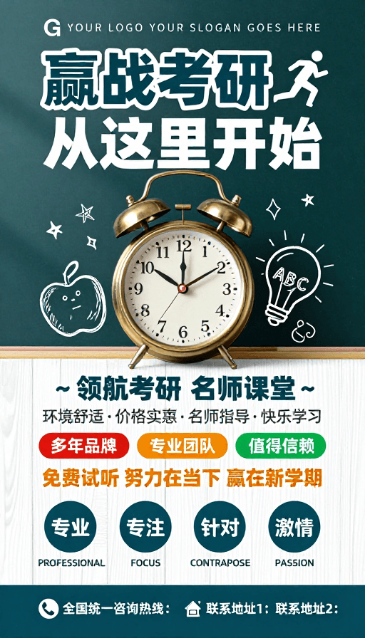 考研招生素材：赢战考研·名师领航·快乐学习励志海报