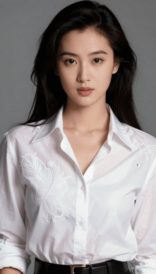专业摄影素材：王祖贤神韵医美模特，性感白衬衫光影大片
