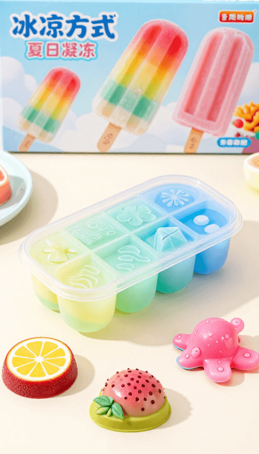 食品级硅胶素材：夏日创意冰品模具：透明渐变与海洋仿生设计