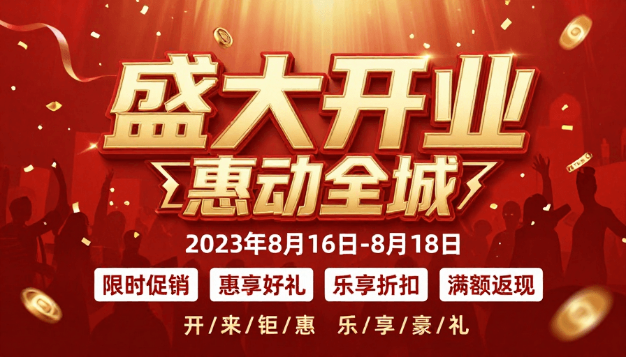 喜庆风格素材：盛大开业 金色庆典海报