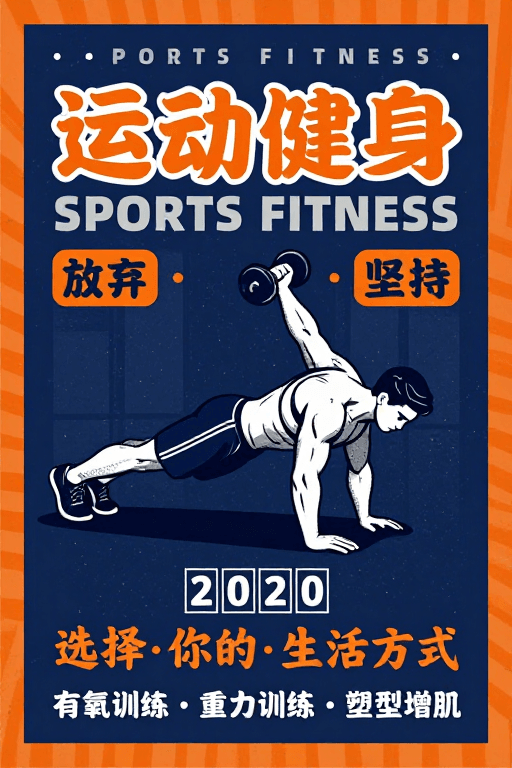 插画艺术素材：复古健身海报：选择你的生活方式