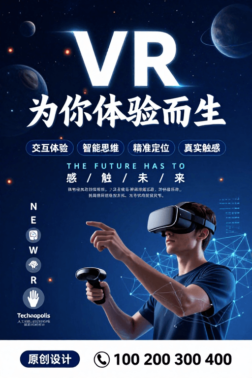 沉浸体验素材：未来视界：VR科技沉浸体验海报