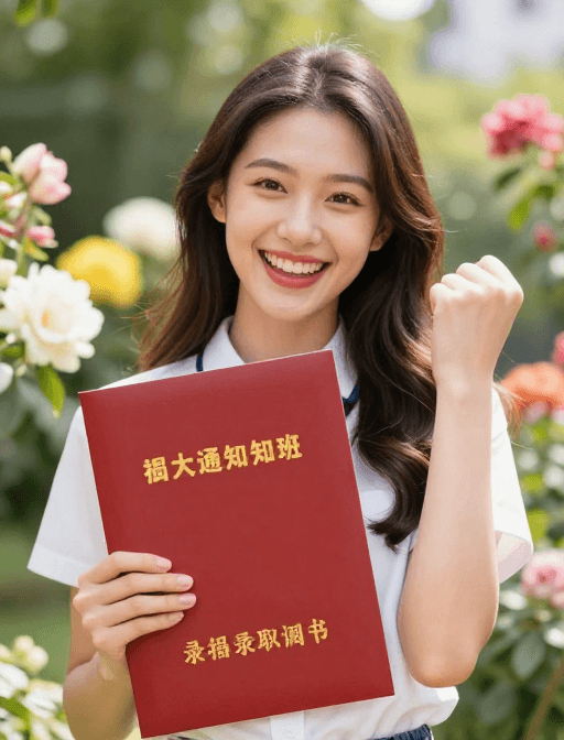 温馨场景素材：喜悦绽放，梦想启航：女孩与录取喜报的高清瞬间