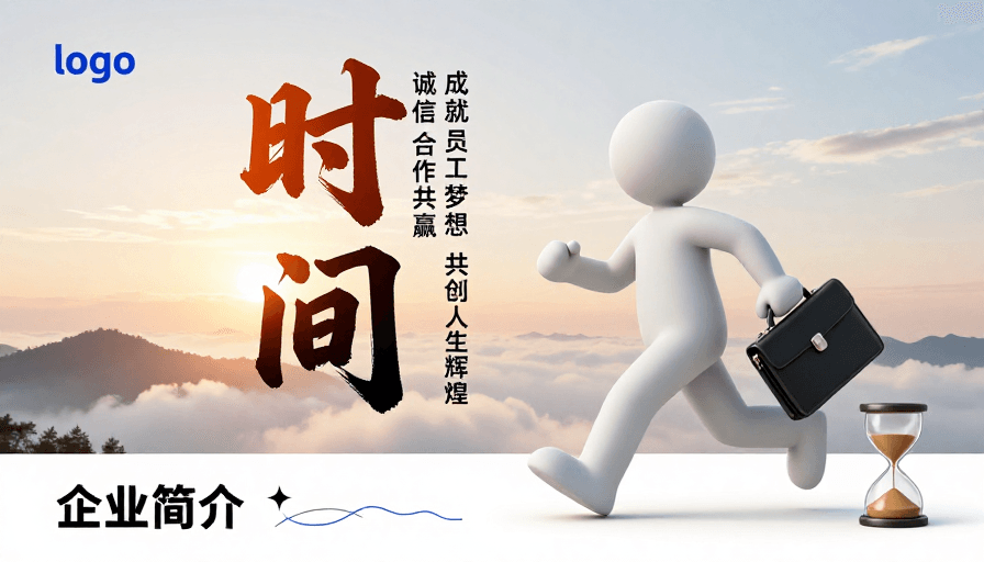 时间管理素材：时间：奔跑向梦想的商务励志海报