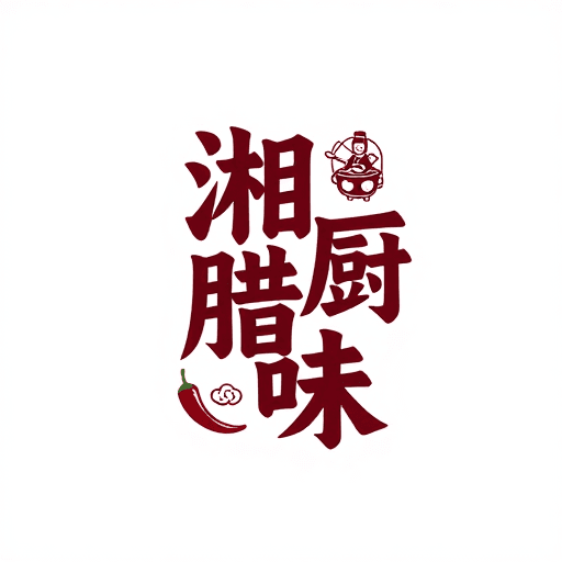 深红色调素材：国潮风篆书餐饮Logo设计：湘厨腊味复古印章艺术