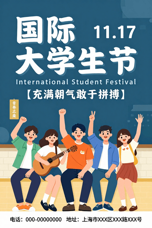 青春活力素材：青春闪耀·国际大学生节活力主题海报