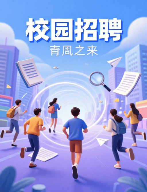 校园招聘素材：未来梦想启航：青春校园3D视觉漩涡海报