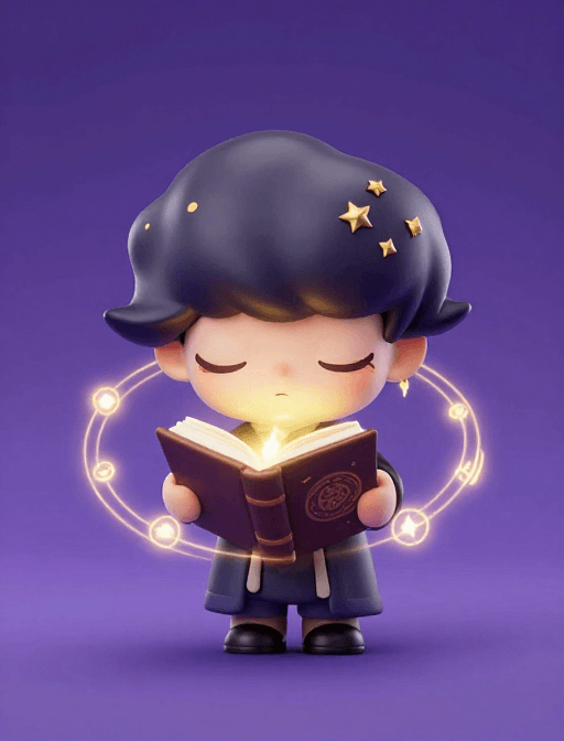 渐变背景素材：Q版魔法书使：精致奇幻收藏级插画