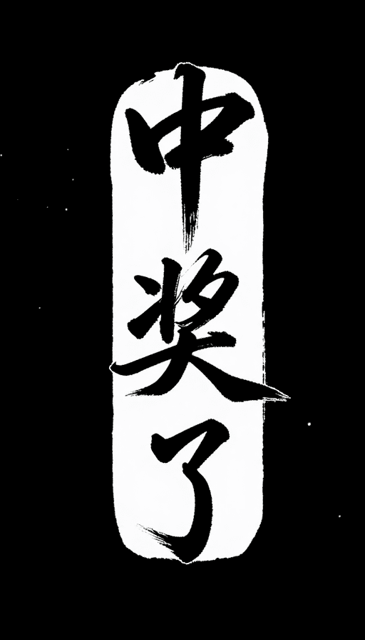 活动宣传素材：中式书法“中奖”文字艺术，动感飘逸的国风设计